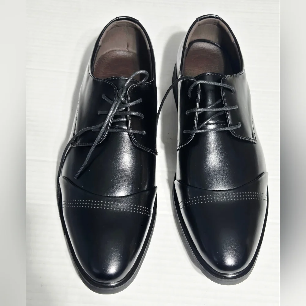 Men's Black Oxford Derby Dress Shoes Lace Up Business Casual Formal Size 8.5